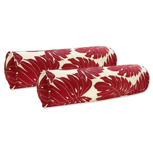 01. FBTS Prime Outdoor Bolster Pillows Set of 2 Red Leaves