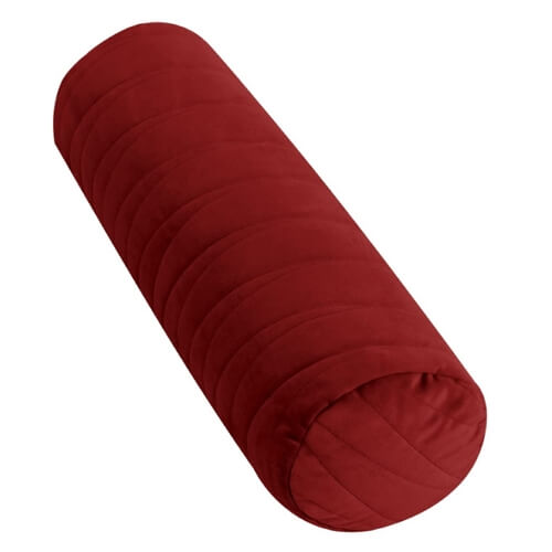 01. Heavy velvet bolster pillow in cylinder shape and dark red color