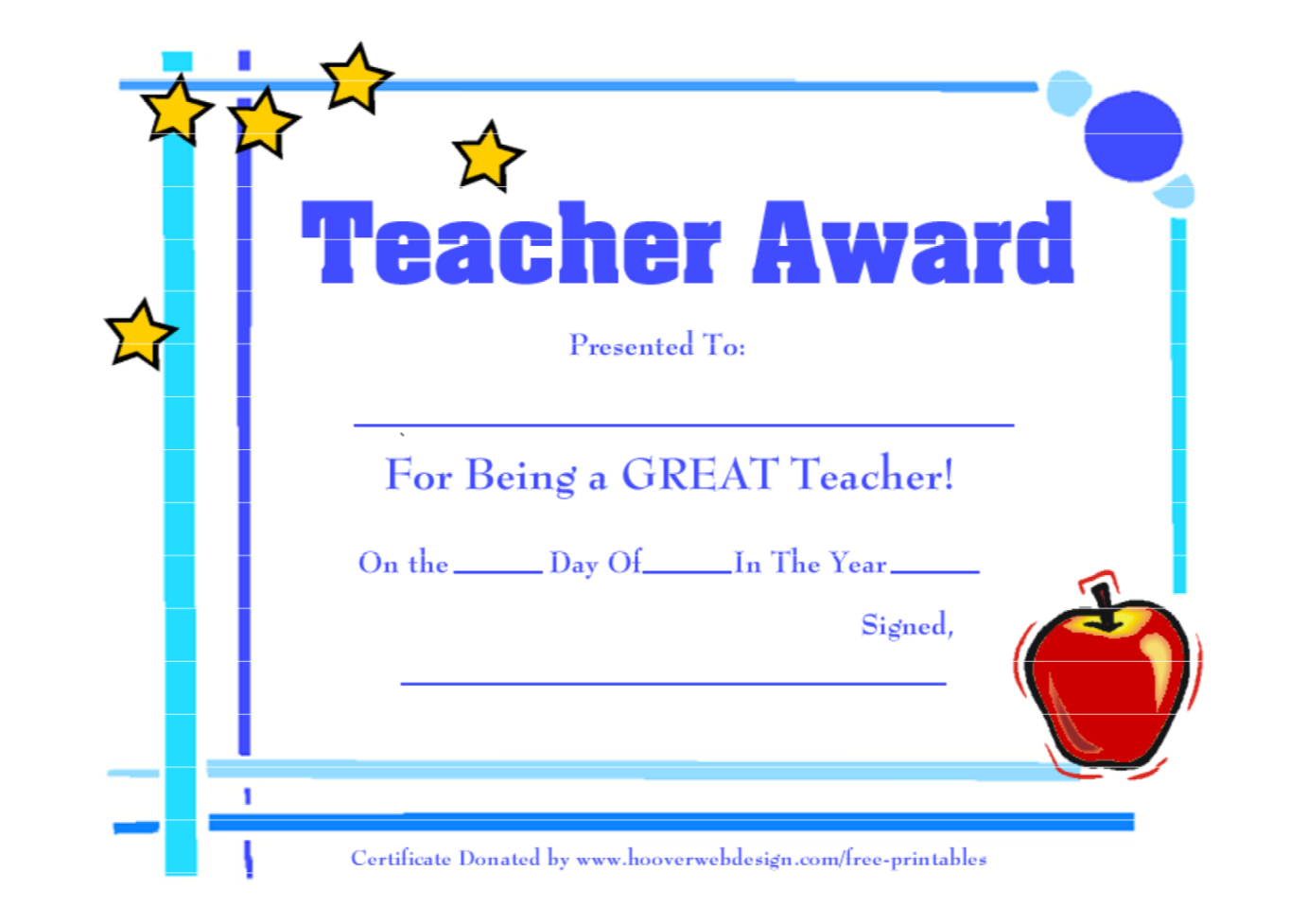 Best Teacher Certificate Templates Free Sample for Printable Best