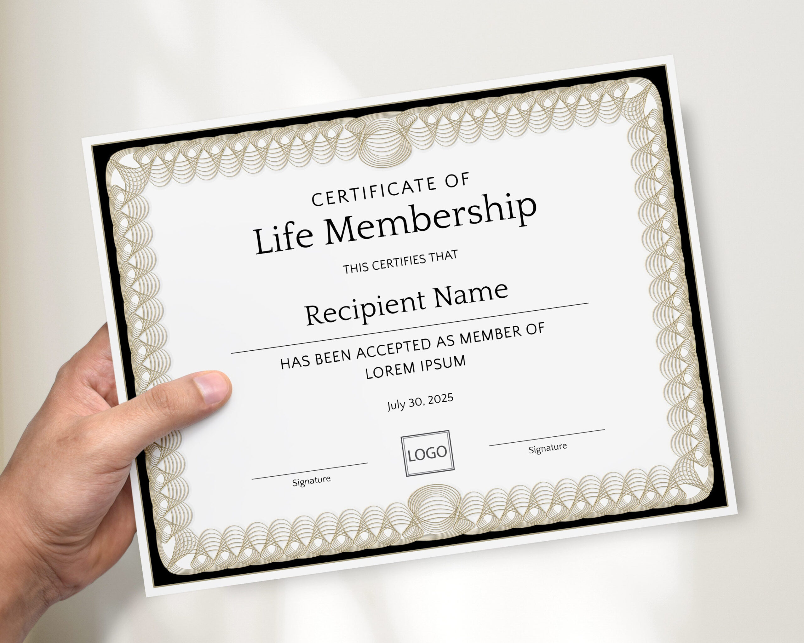 Buy Life Membership Certificate Template, Editable Printable