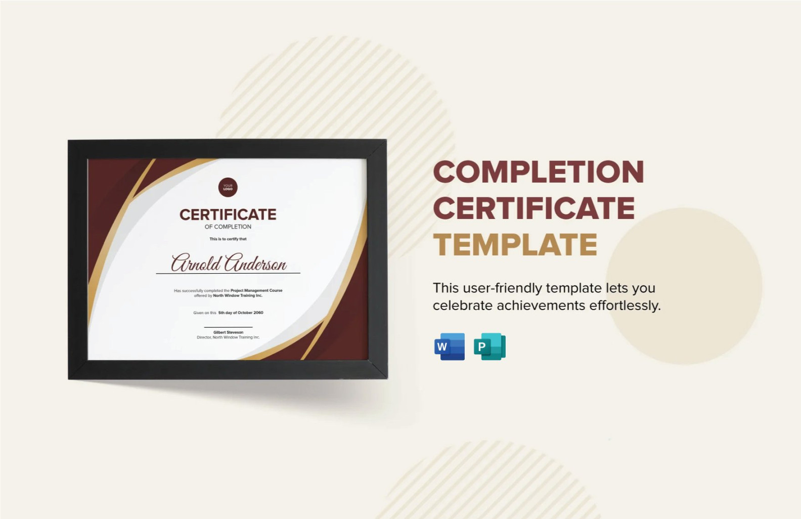 Completion Certificate Template in Word, Publisher, Pages