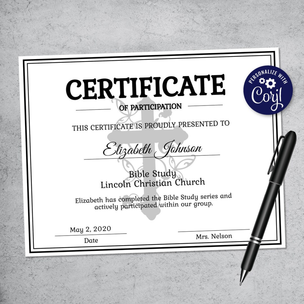 Editable Bible Study Certificate Template Printable Certificate