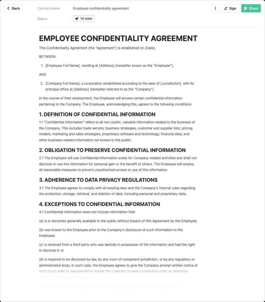 Employee confidentiality agreement - free to use