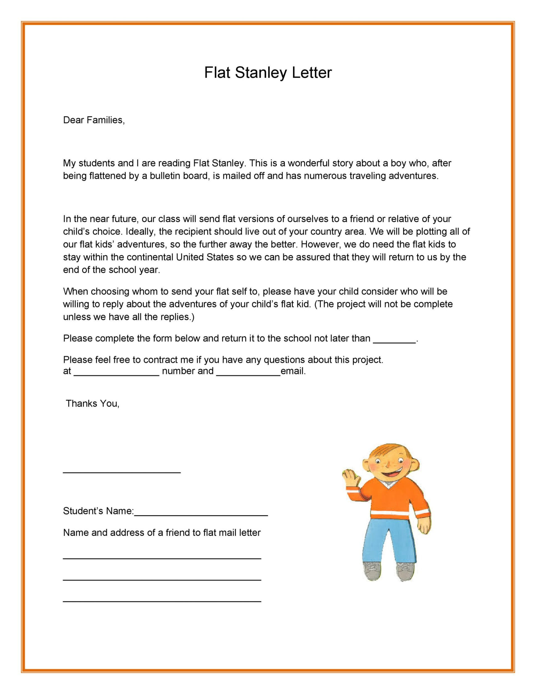 Flat Stanley Templates & Letter Examples ᐅ TemplateLab