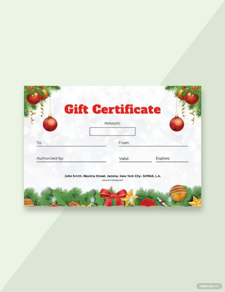 Formal Christmas Gift Certificate Template in Word, PSD, Pages