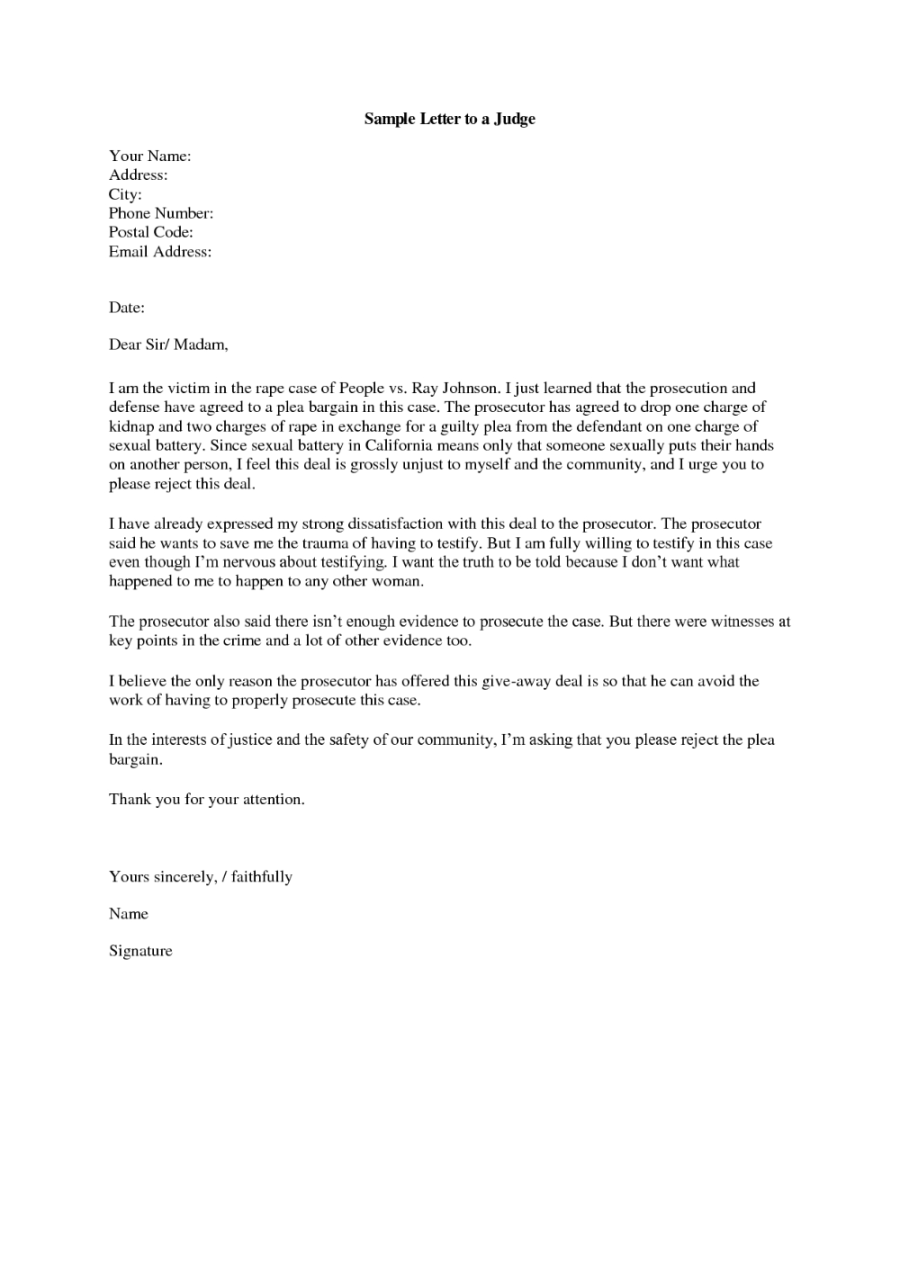 Formal Letter Template To A Judge – Sample Template Ideas