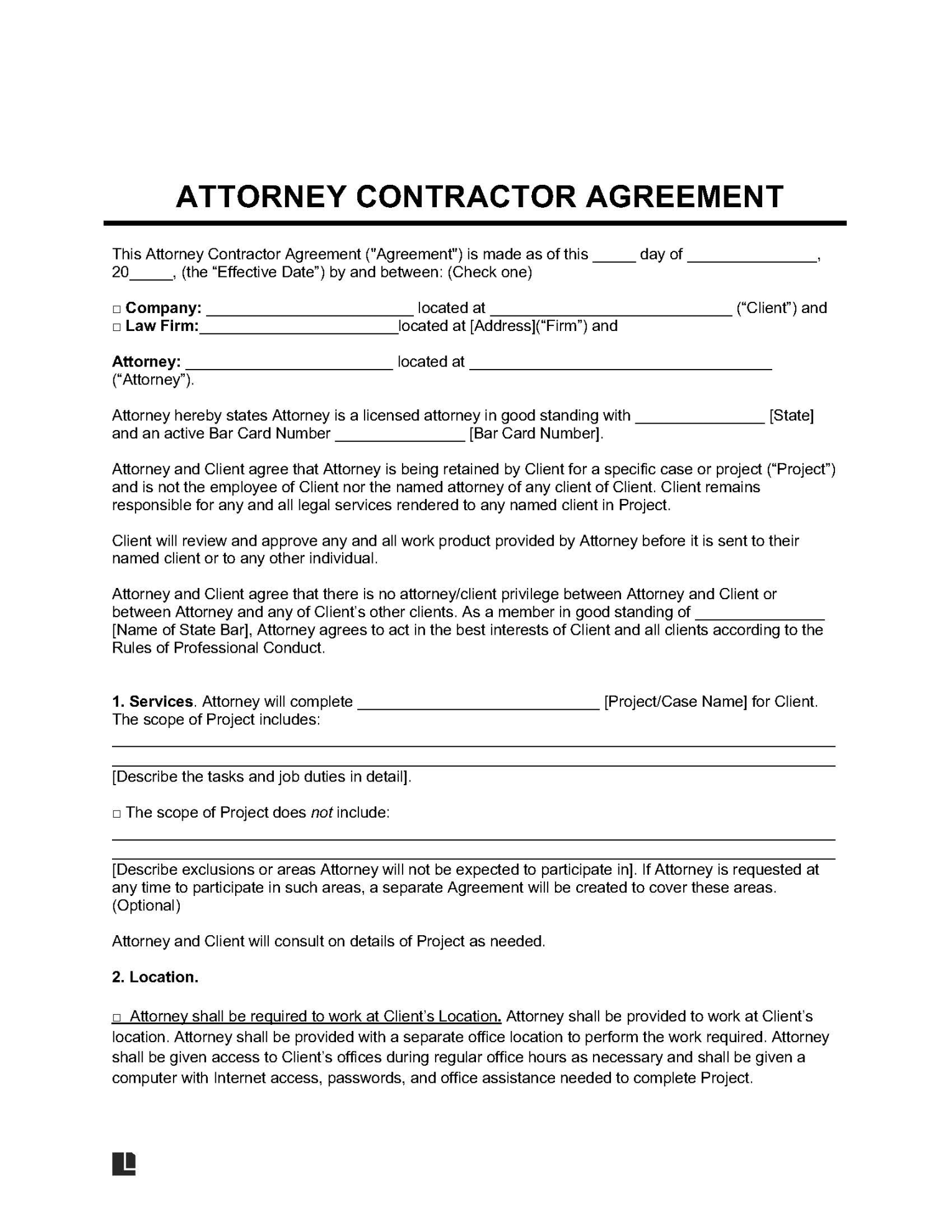 Free Attorney Representation Agreement Template  PDF & Word