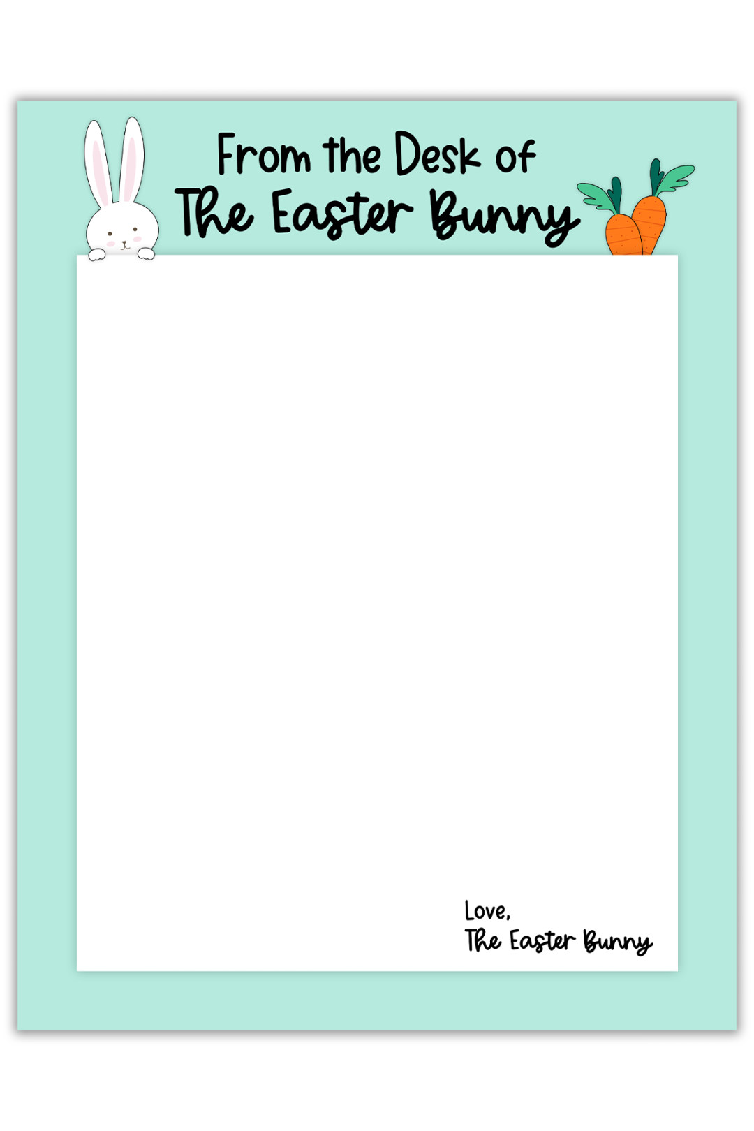 Free Easter Bunny Note Printable: Editable Letter Templates