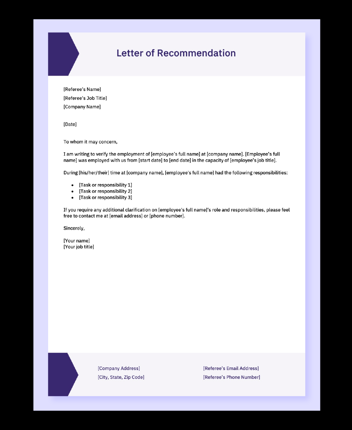 Free Letter of Recommendation for Employee Templates - AIHR