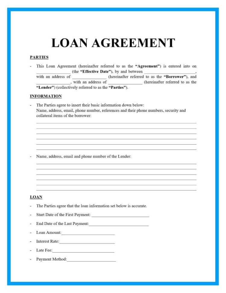 Free Loan Agreement Templates and Sample