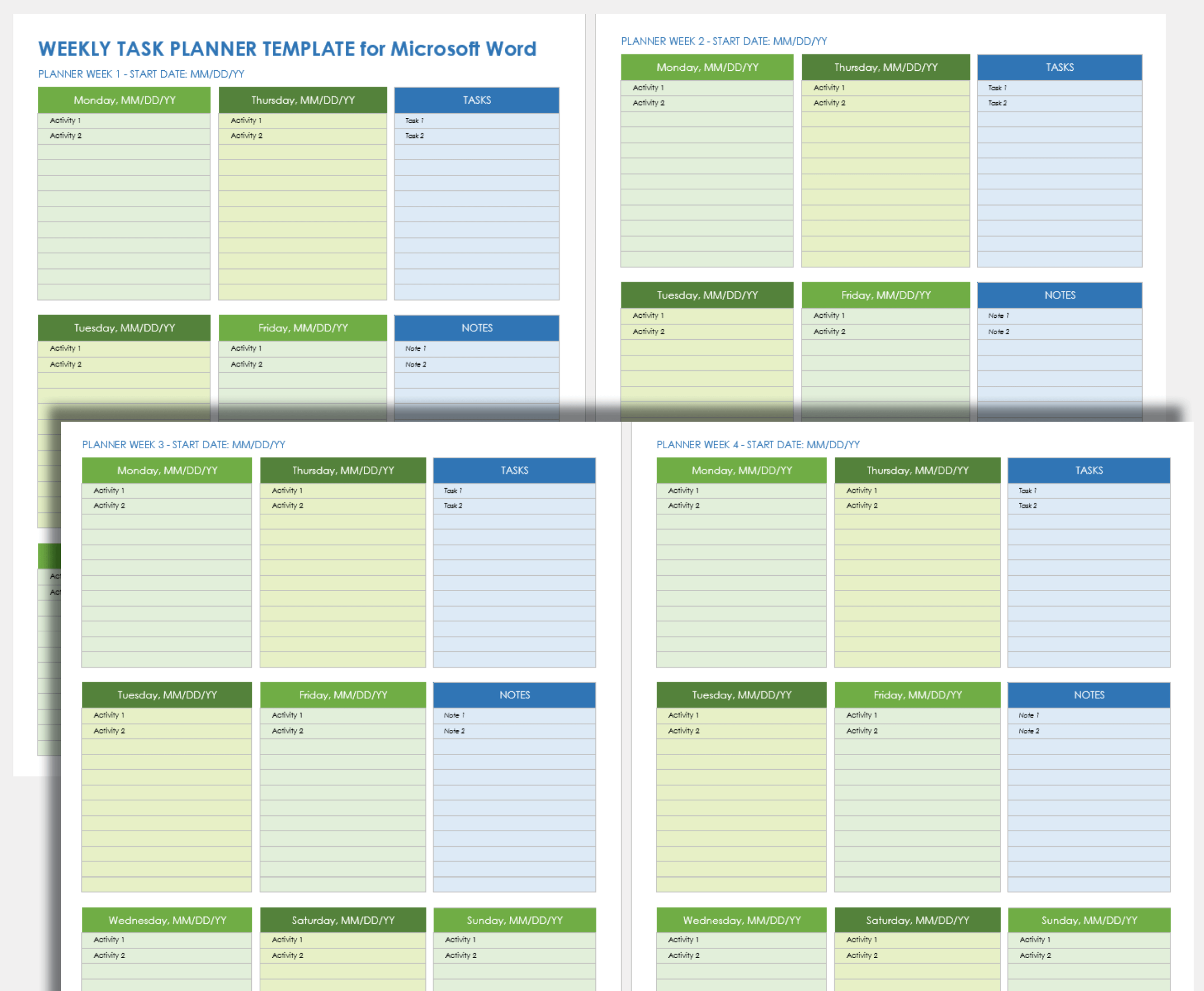 Free Microsoft Word Task List Templates, Planners & Checklists