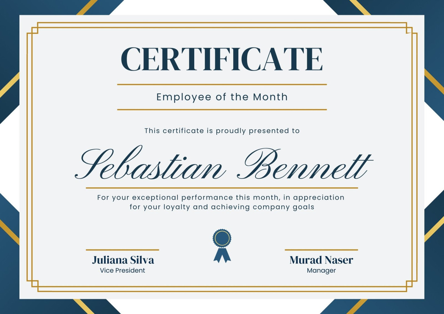 Free printable employee of the month certificate templates  Canva