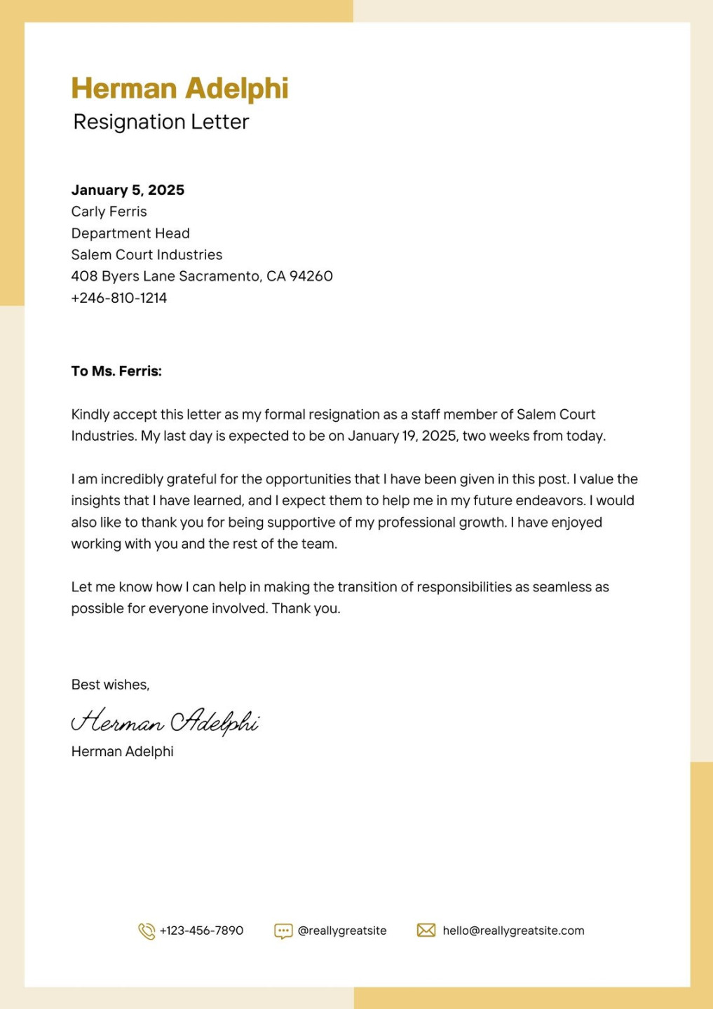 Free to edit and print resignation letter templates  Canva