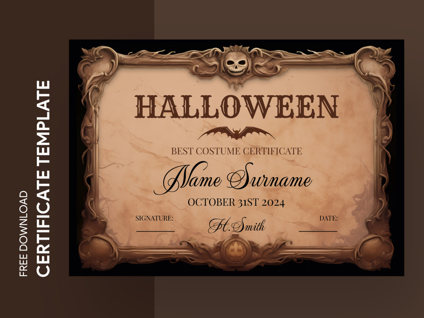 Halloween Certificate Free Google Docs Template by Free Google