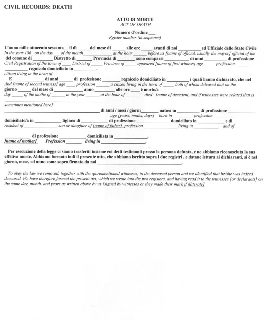 Italian Civil Death Document Translation • FamilySearch