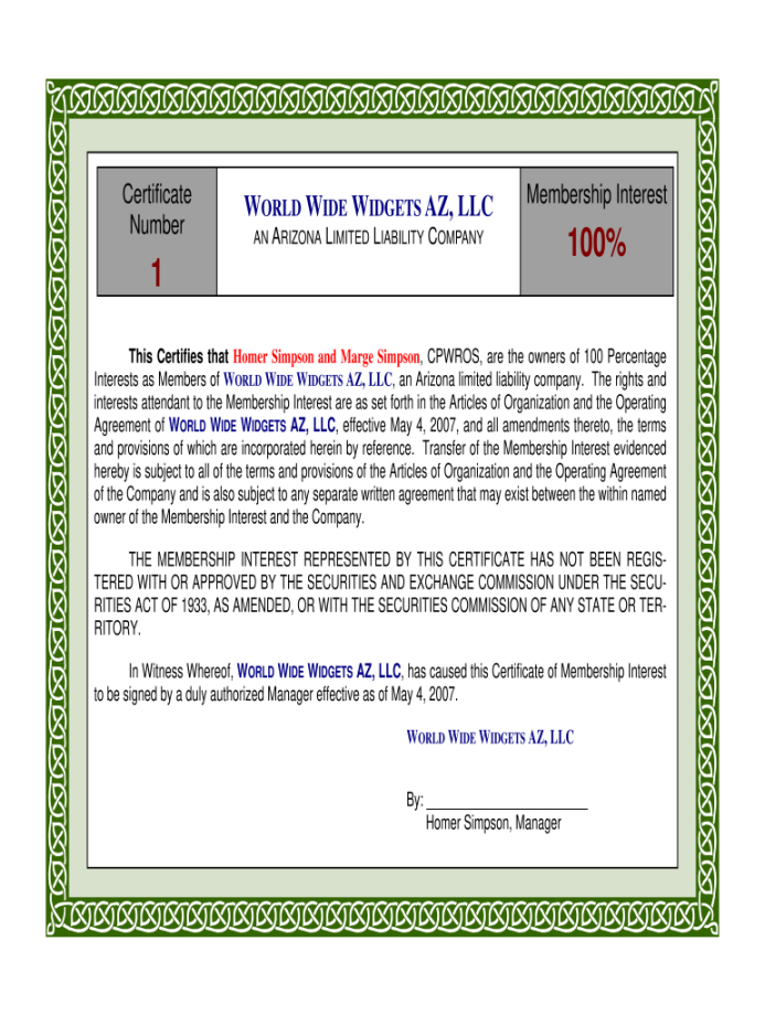 Llc membership certificate template word: Fill out & sign online