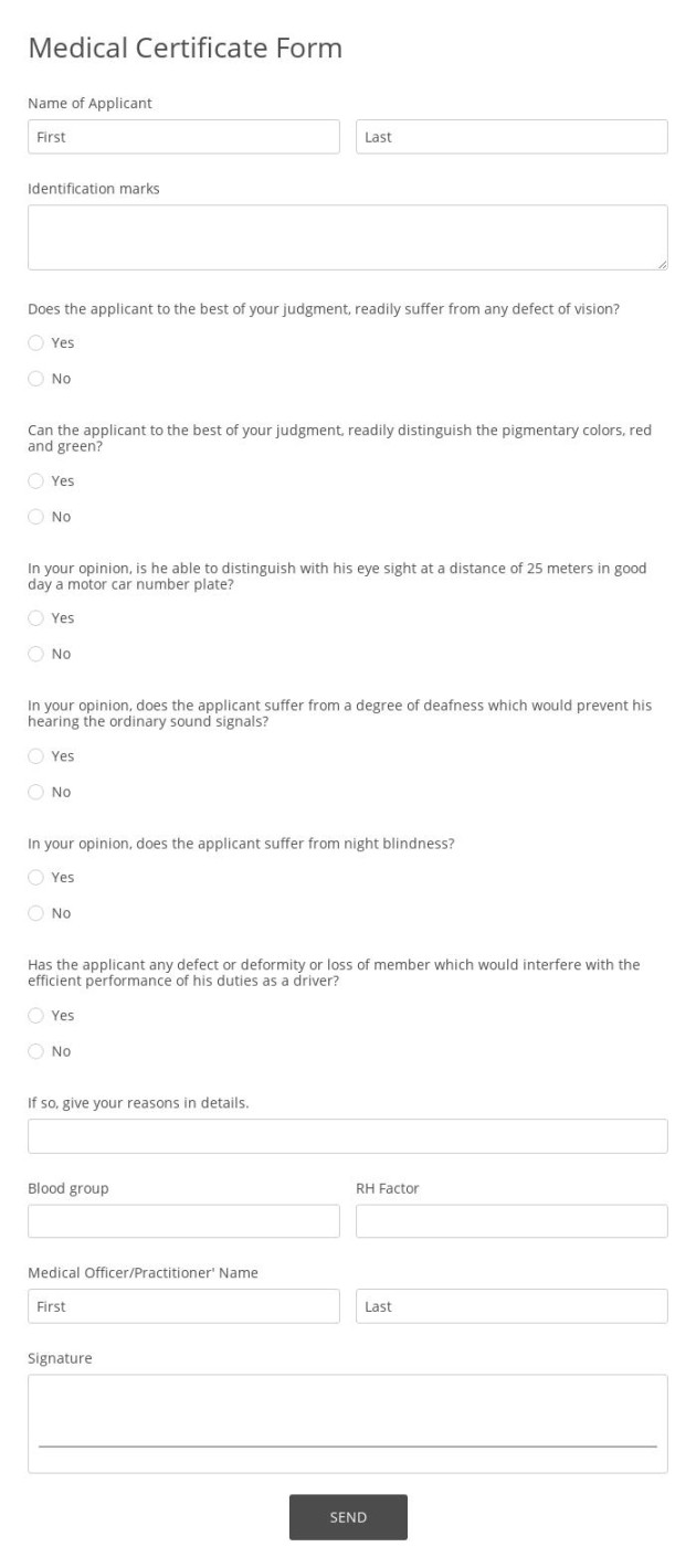 Medical Certificate Form Template  FormBuilder