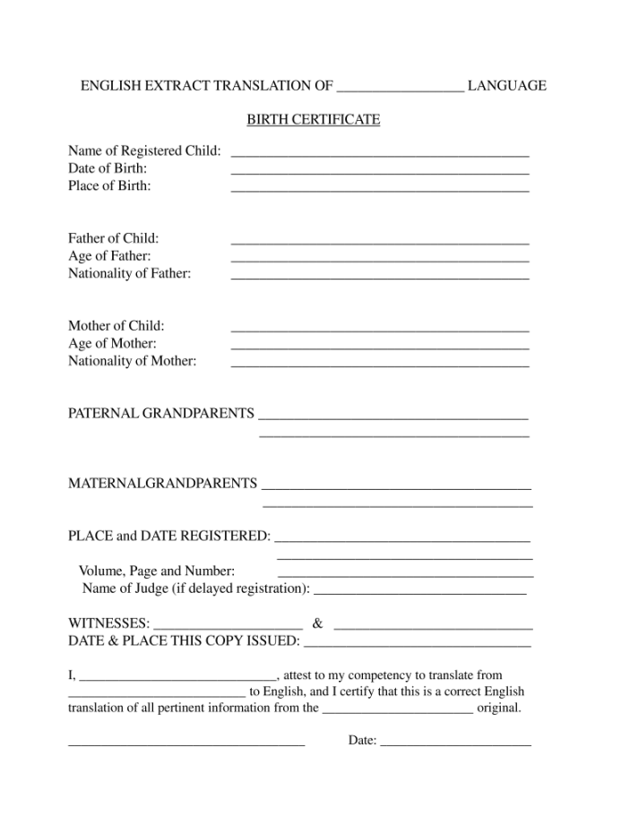 Mexican birth certificate translation template: Fill out & sign