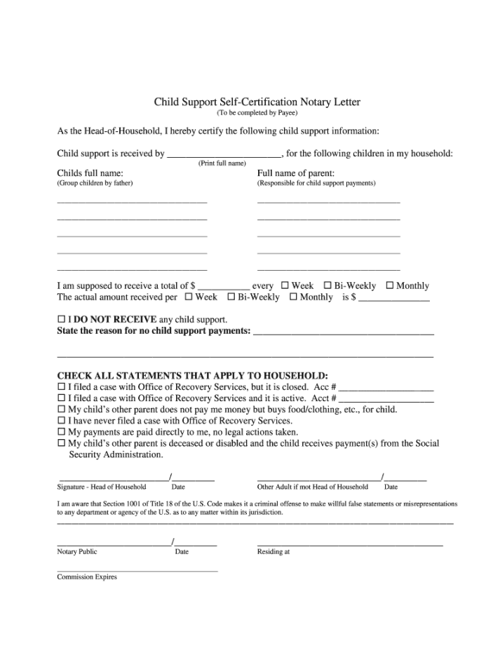 Notarized Child Support Agreement Letter - Fill Online, Printable