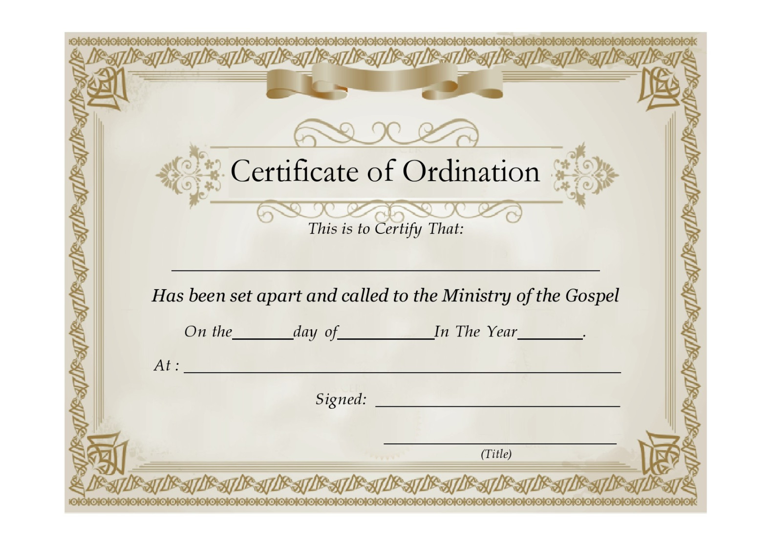 Ordination Certificate Templates (Free Printables)