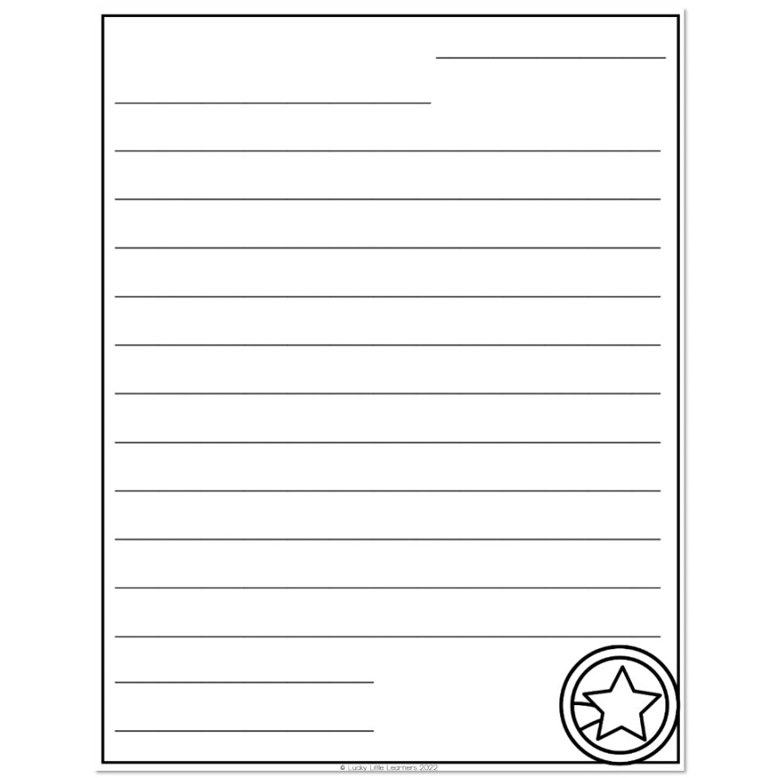 Pen Pal Pack - Letter Writing Page - Option  - Lucky Little Learners