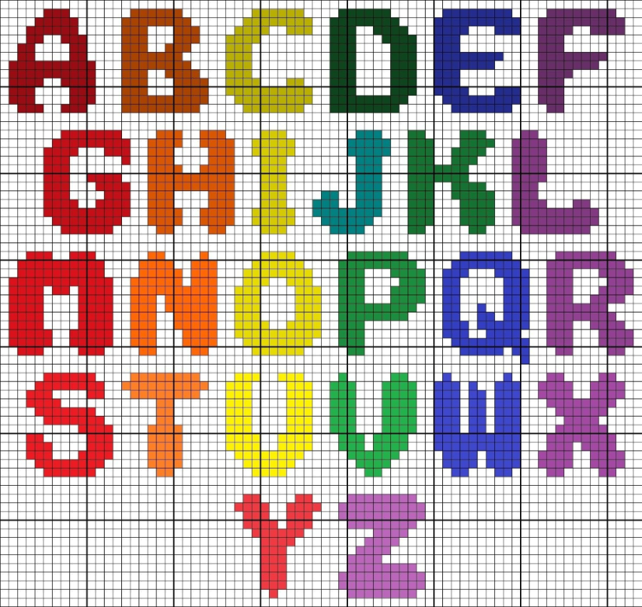 Pixel Hama Beads Pyssla Puntocroce Crossstitch Lettere with Hama