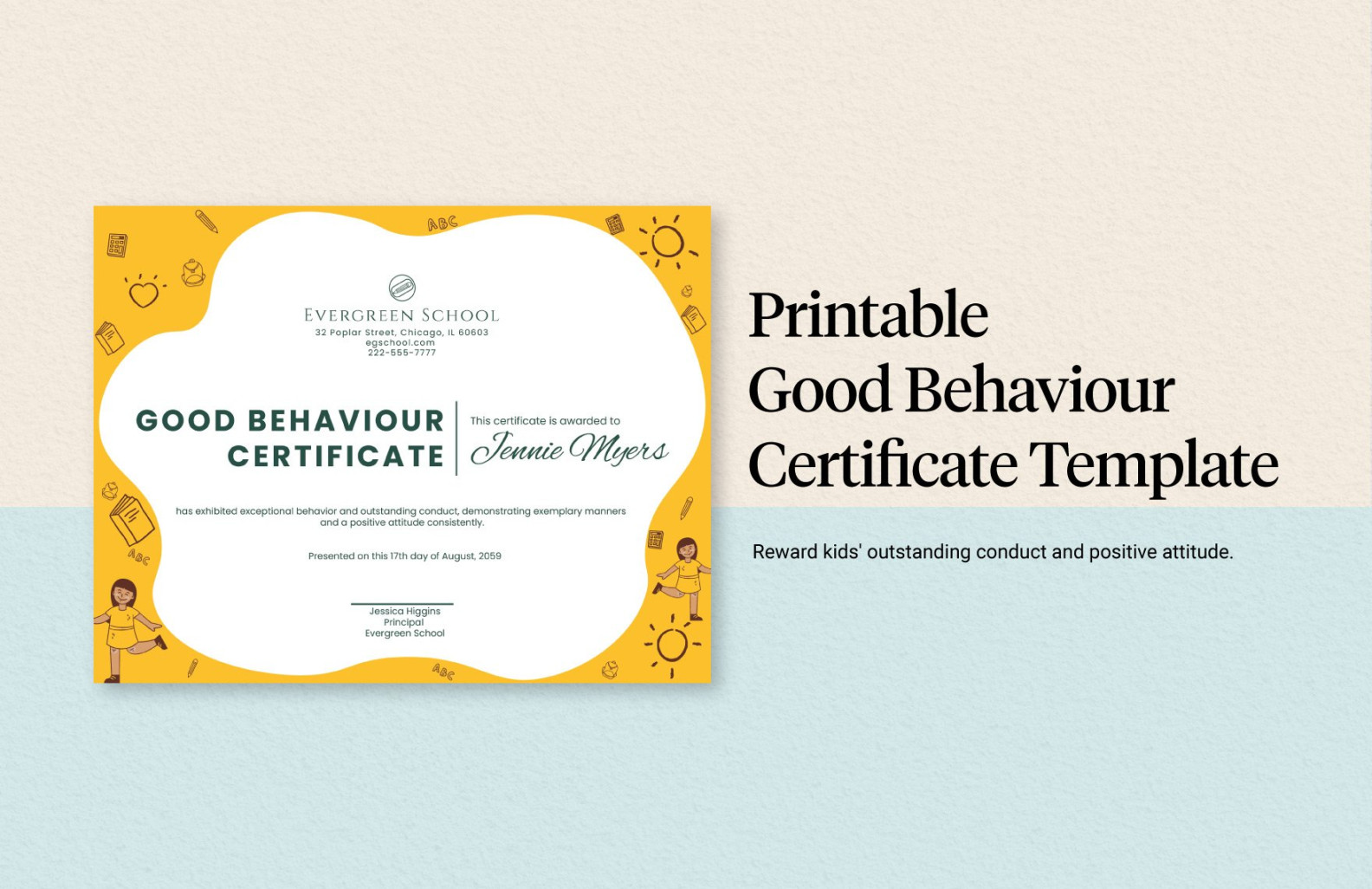 Printable Good Behaviour Certificate Template in Word, Illustrator