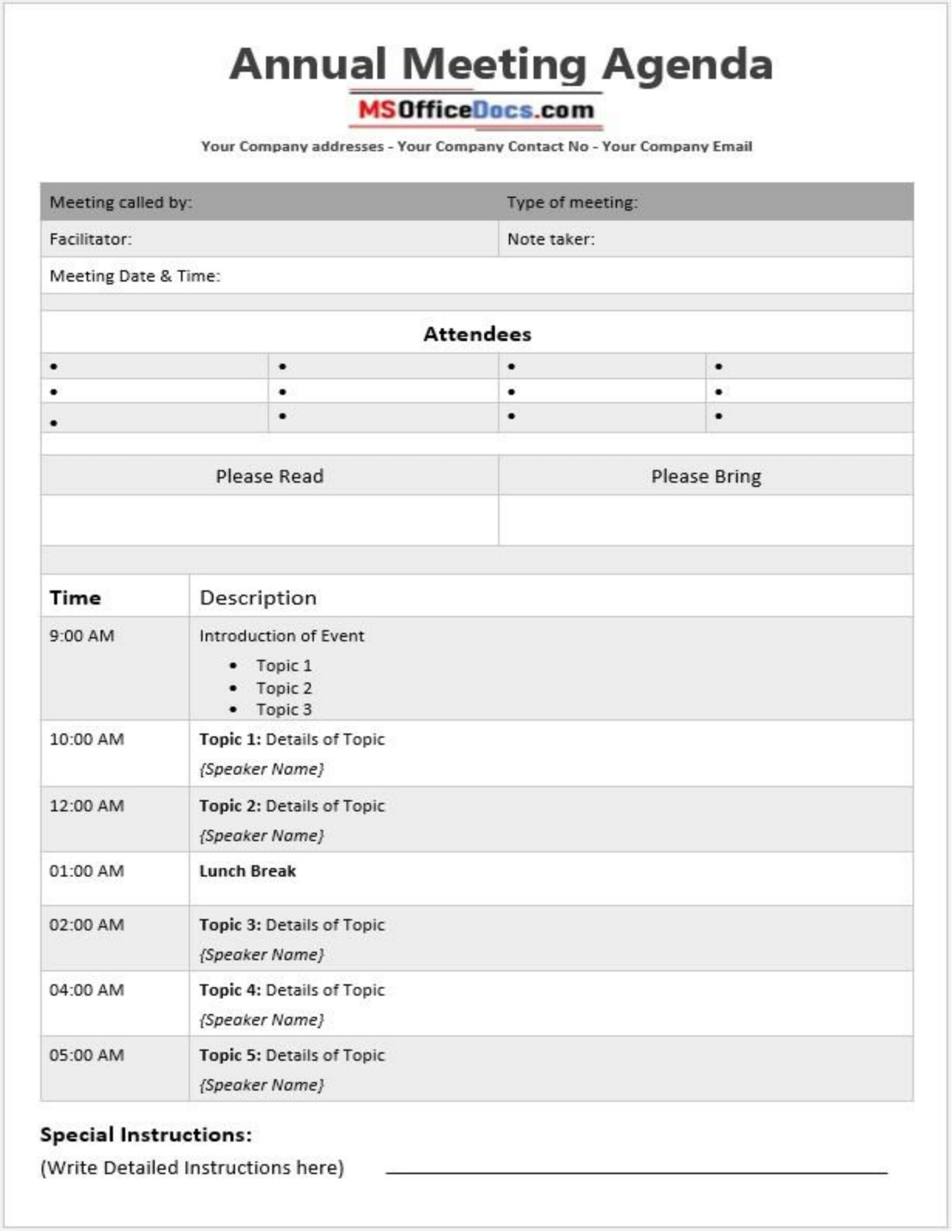 Printable Meeting Agenda Templates by MS Office Docs - Issuu