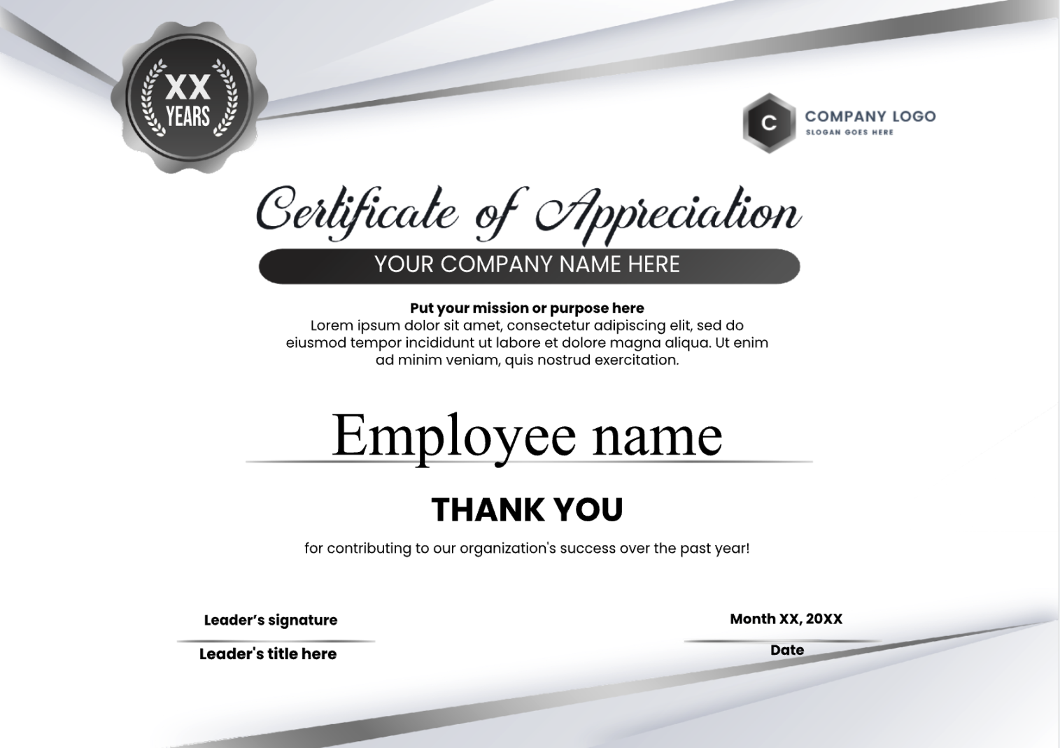 Printable work anniversary certificate templates — workiversary