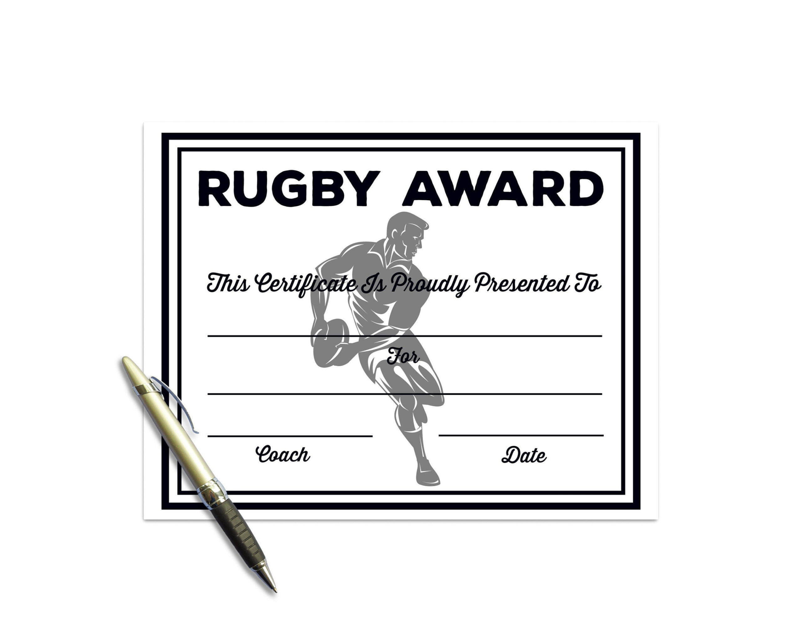 Rugby Certificate Instant Download / Rugby Award / Rugby