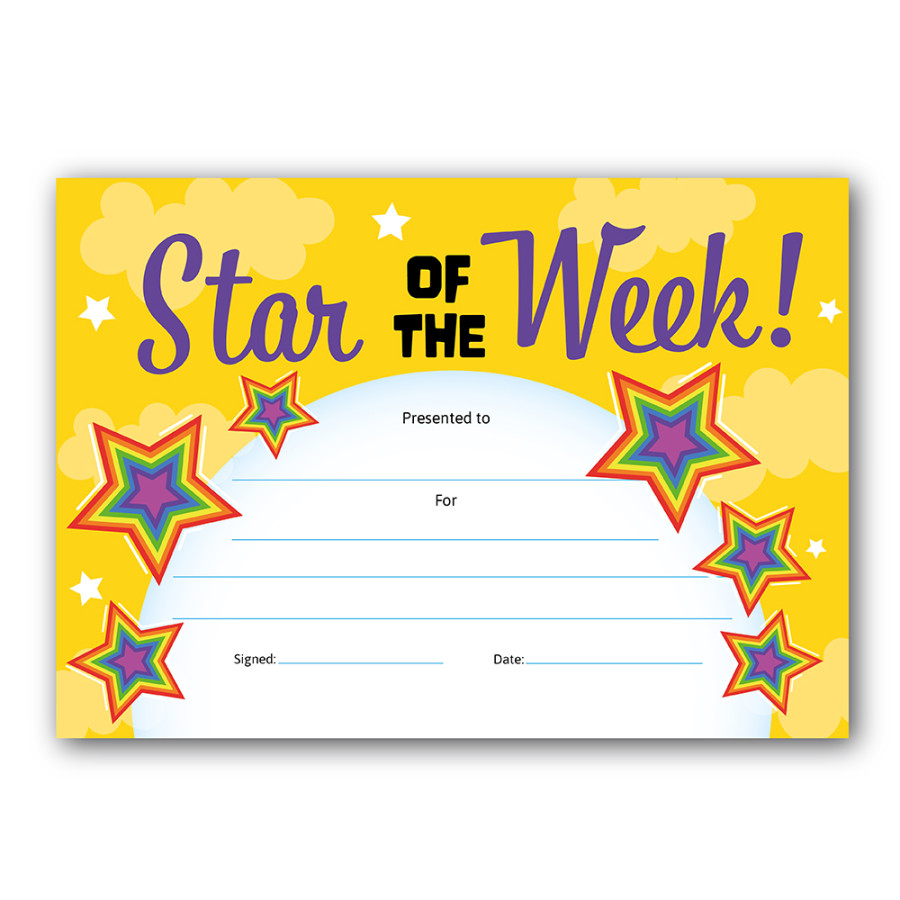 Star Of The Week Rainbow Certificates - School Merit Stickers