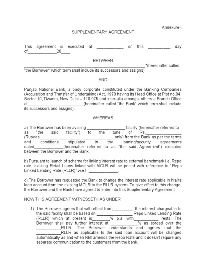 Supplementary Agreement  Download Free PDF  Repurchase Agreement