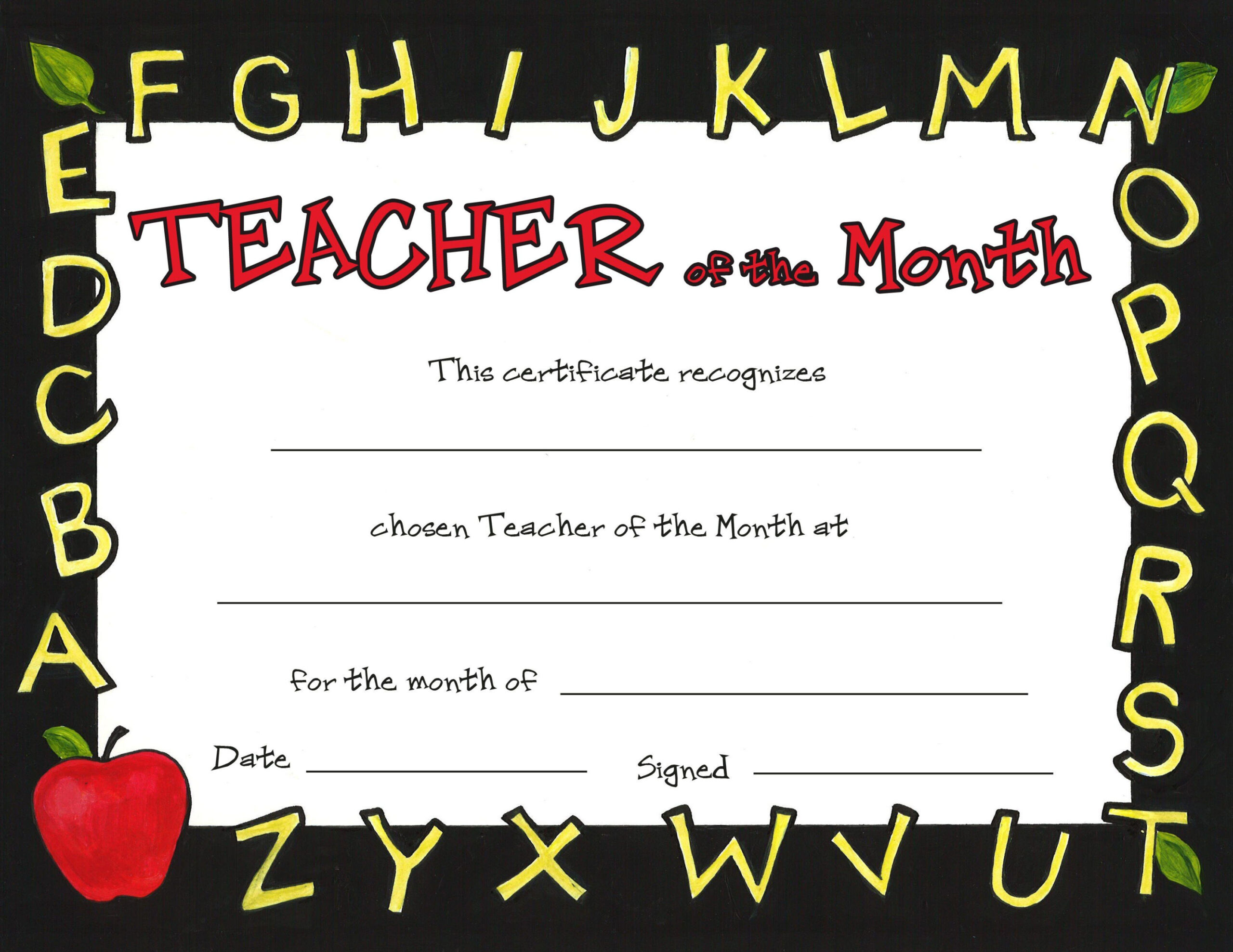 Teacher Of The Month in Teacher Of The Month Certificate Template