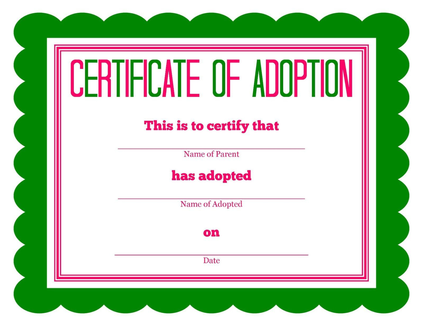 Toy Adoption Certificate Template  – Best Templates Ideas