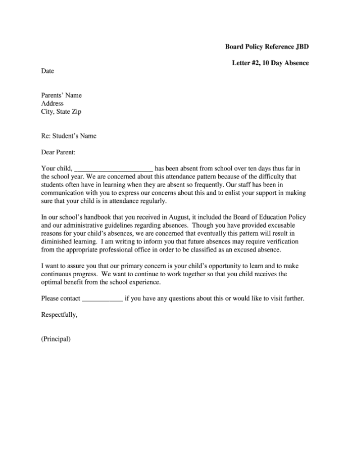 Truancy Letter Template