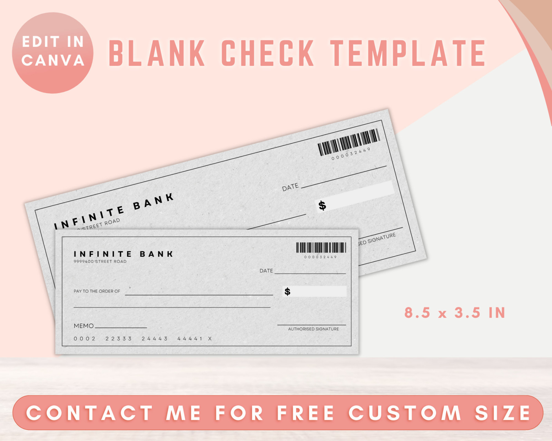 Bank Note Printable, Blank Check, Blank Birthday Cheque, Check