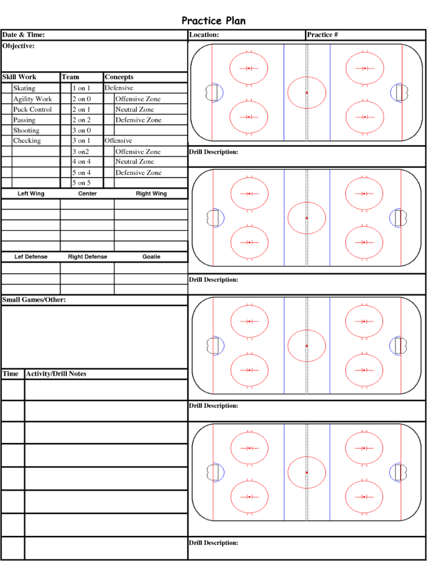 Blank Hockey Practice Plan Template () - PROFESSIONAL TEMPLATES