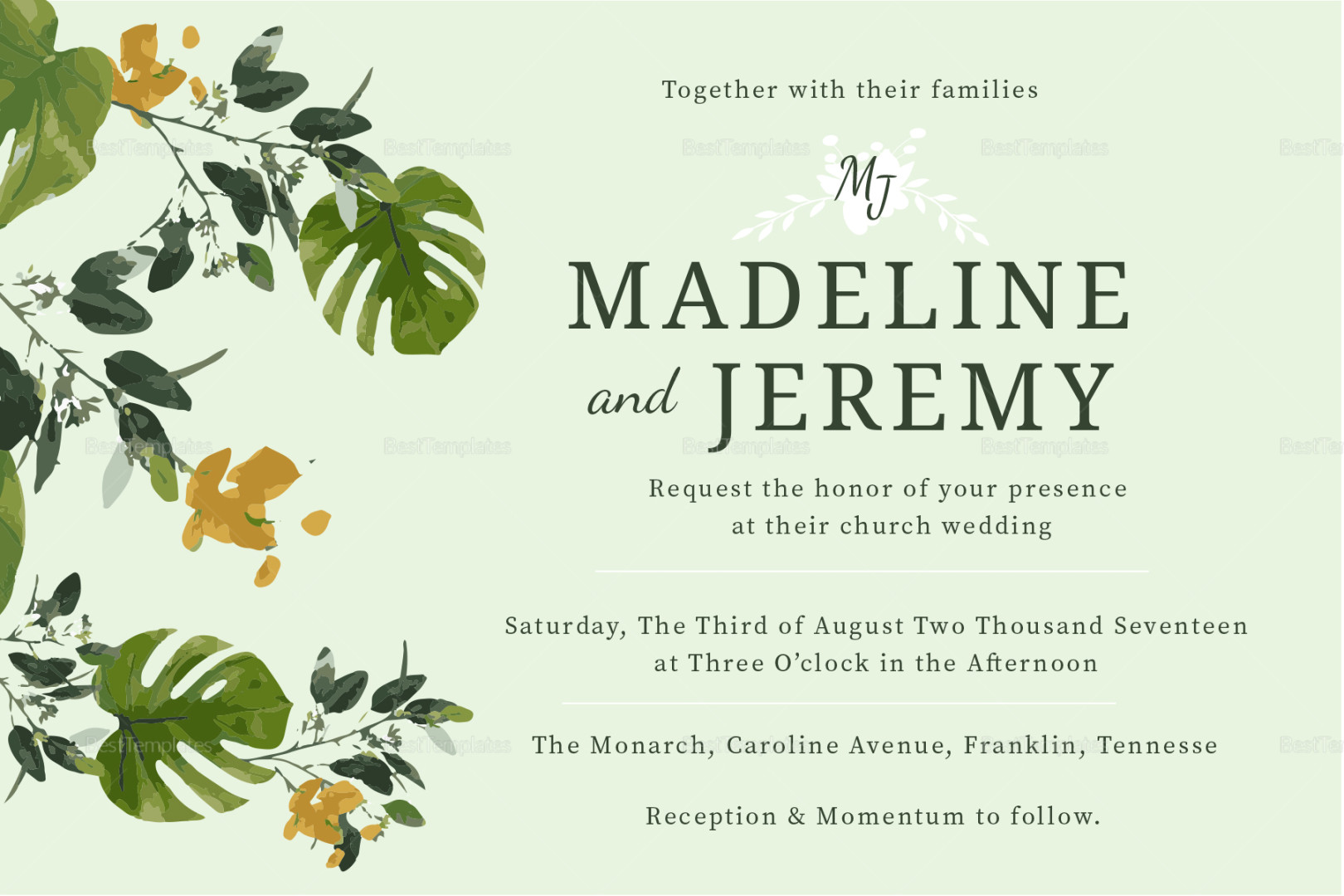 Church Wedding Invitation Design Template in PSD, Word, Publisher