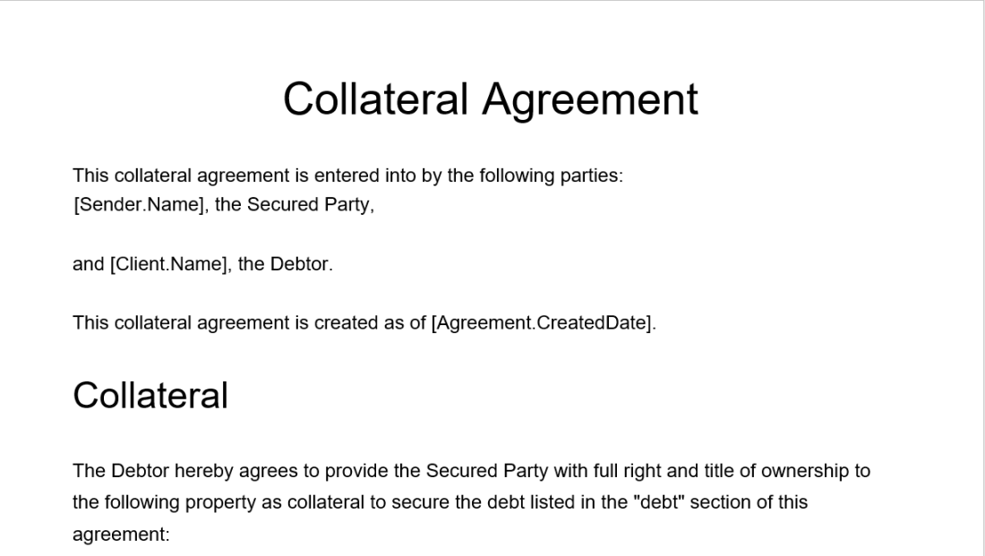 Collateral For Loan Agreement