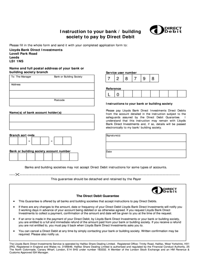 Direct Debit Mandate Template Word - Fill Online, Printable