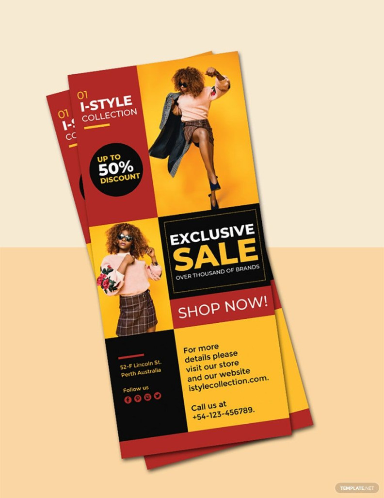 Fashion Rack Card Template in PSD, Word, Pages, InDesign