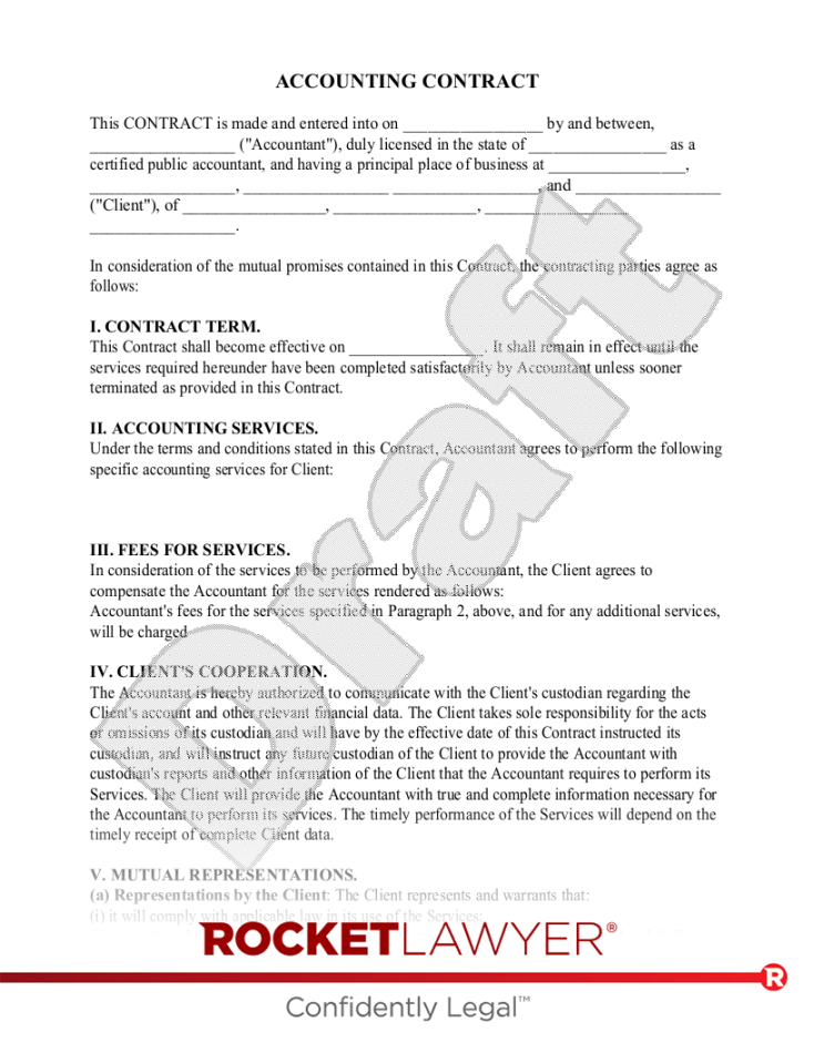 Free Accounting Contract Template & FAQs - Rocket Lawyer