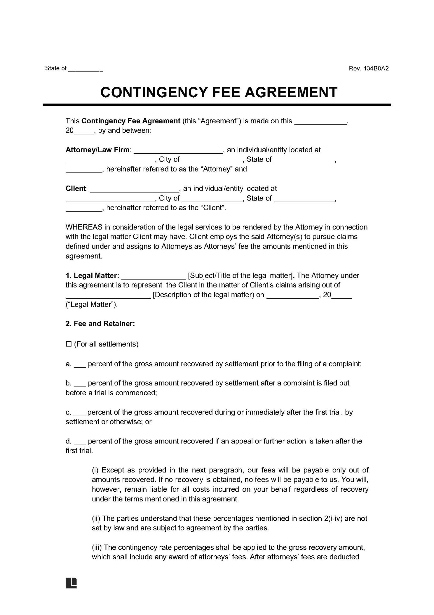 Free Contingency Fee Agreement Template  PDF & Word