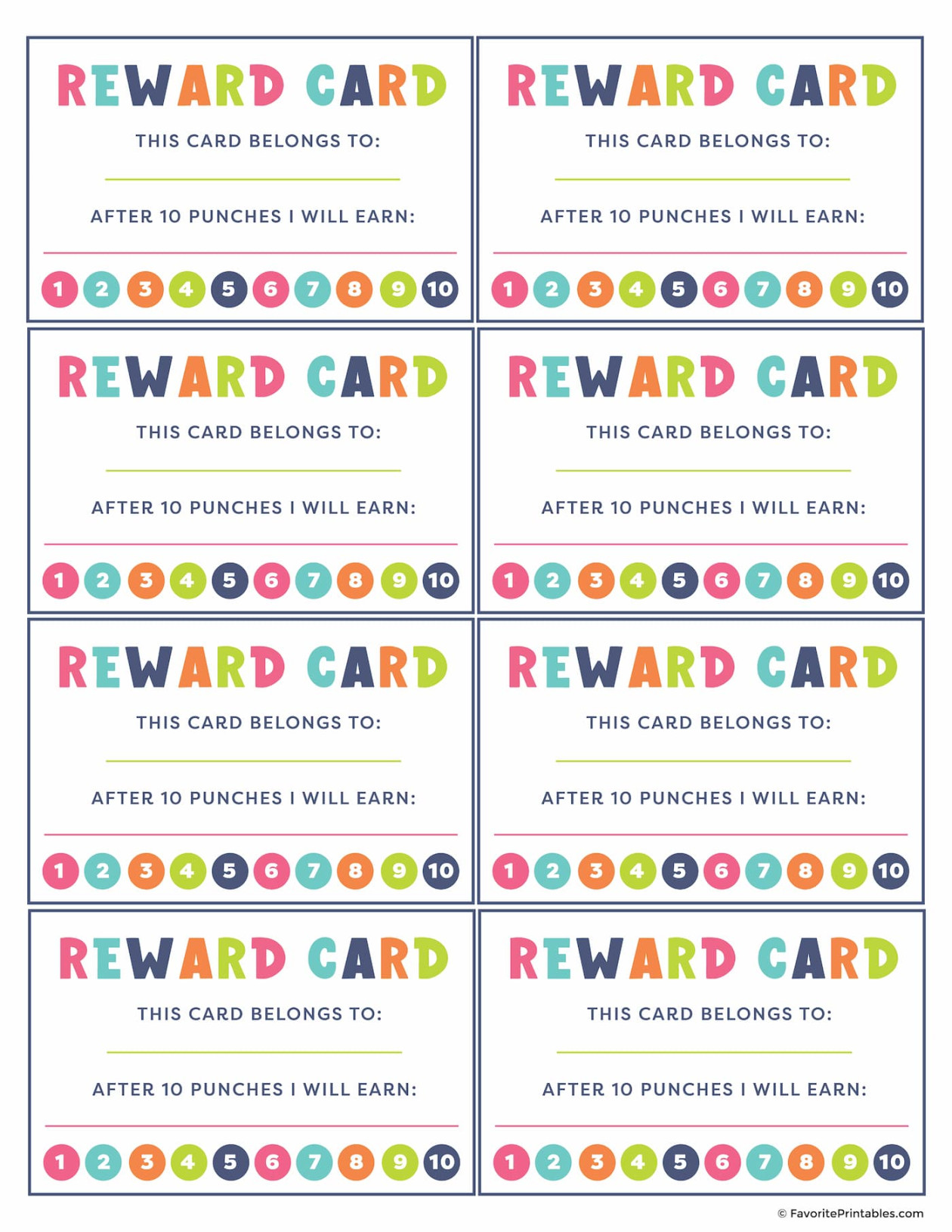 Free Printable Reward Punch Cards For Kids - Favorite Printables