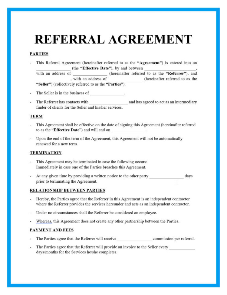 Free Referral Agreement with Downloadable Template