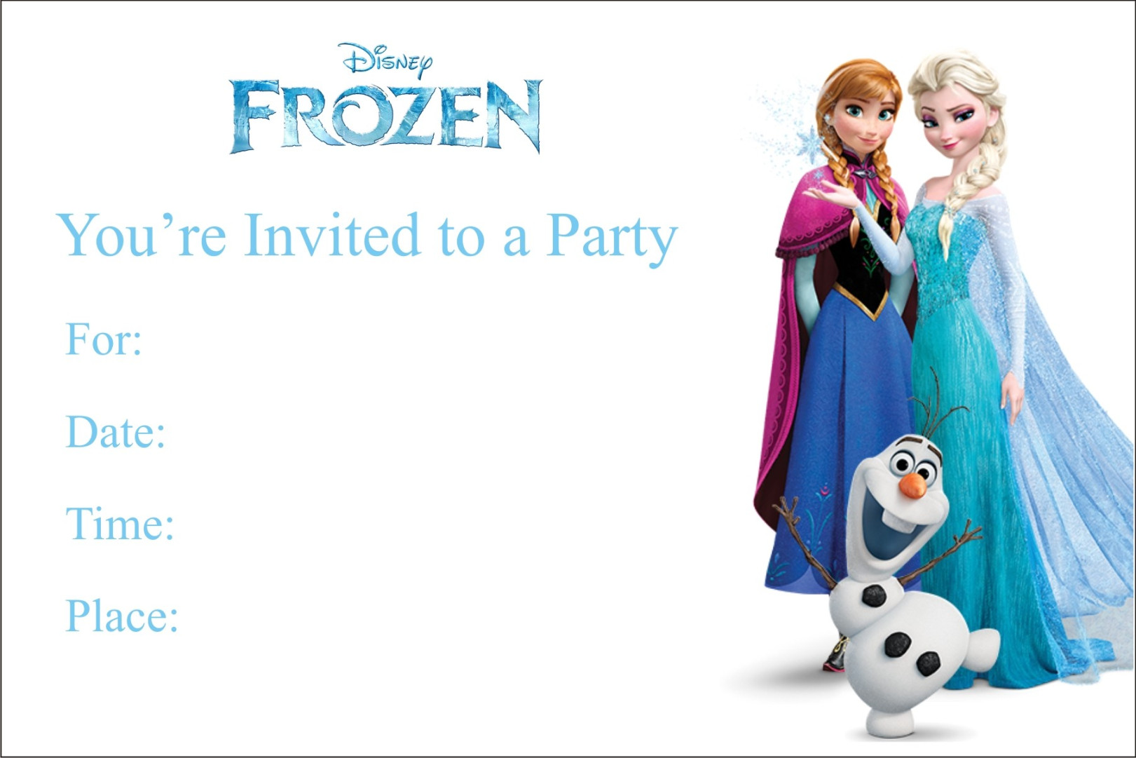 Frozen Free printable Birthday Party Invitation Personalized Party