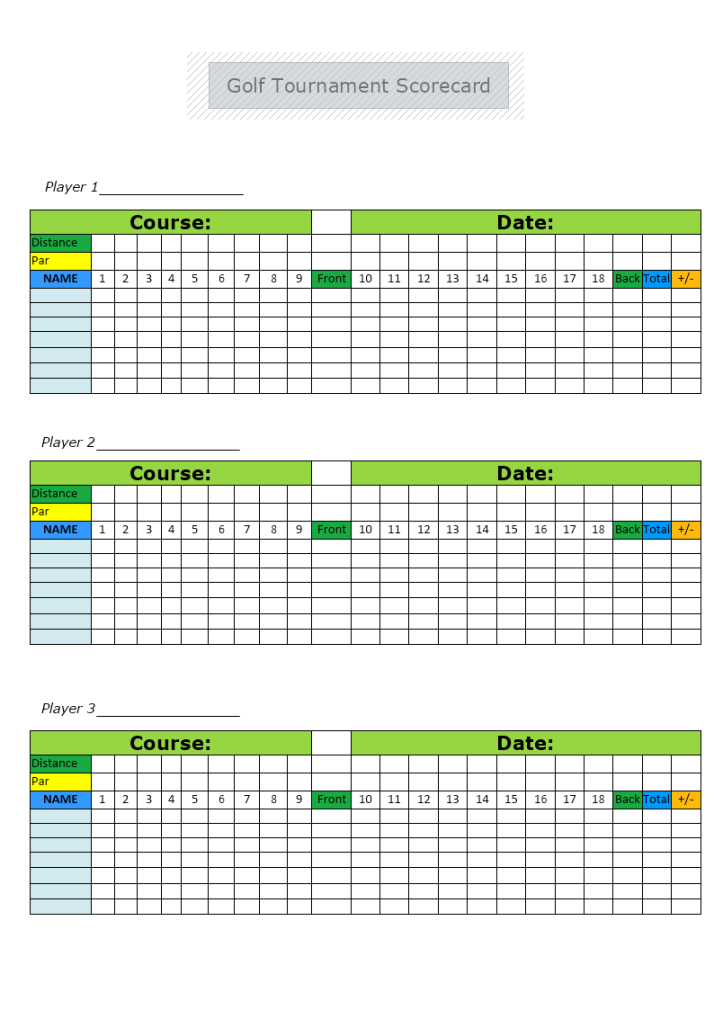 Golf Tournament Scorecard Template  MyDraw