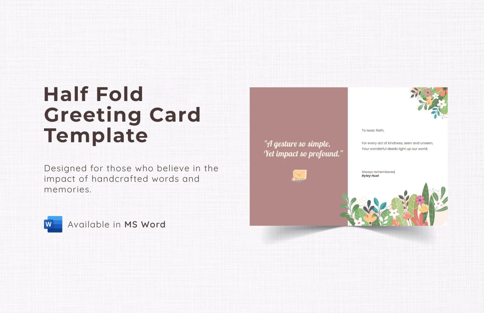 Half Fold Greeting Card Template in Word - Download  Template