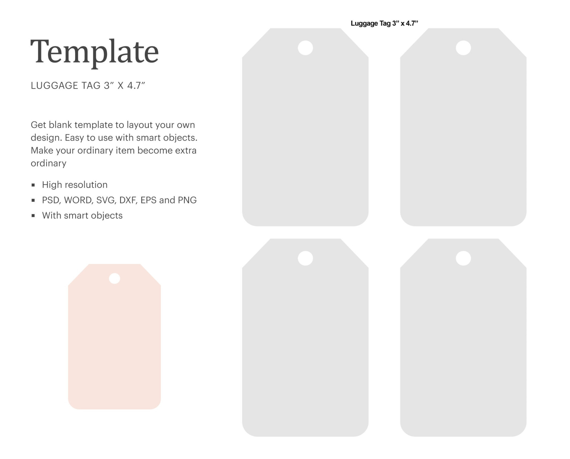 Luggage Tag Blank Template " x