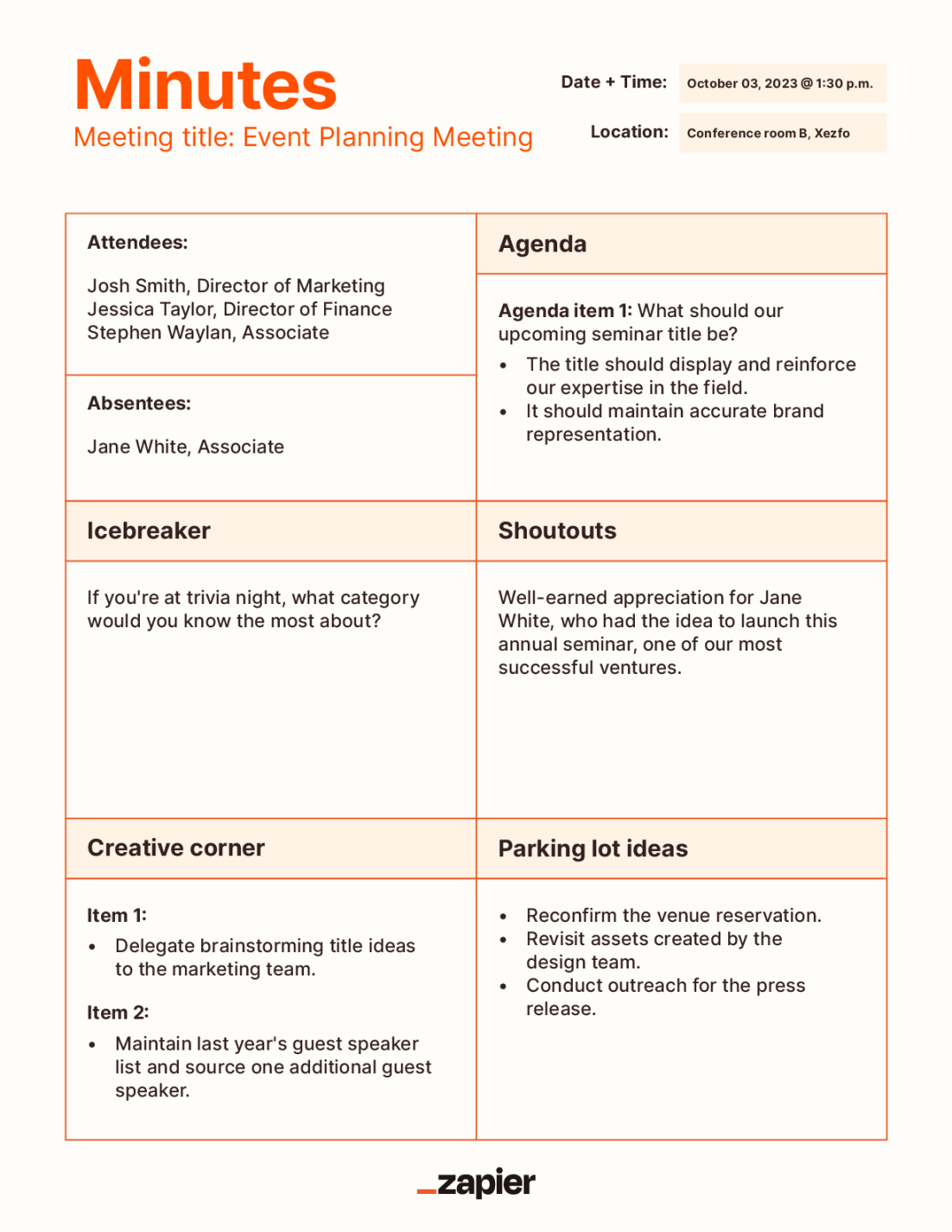 meeting minutes templates for more productive meetings  Zapier